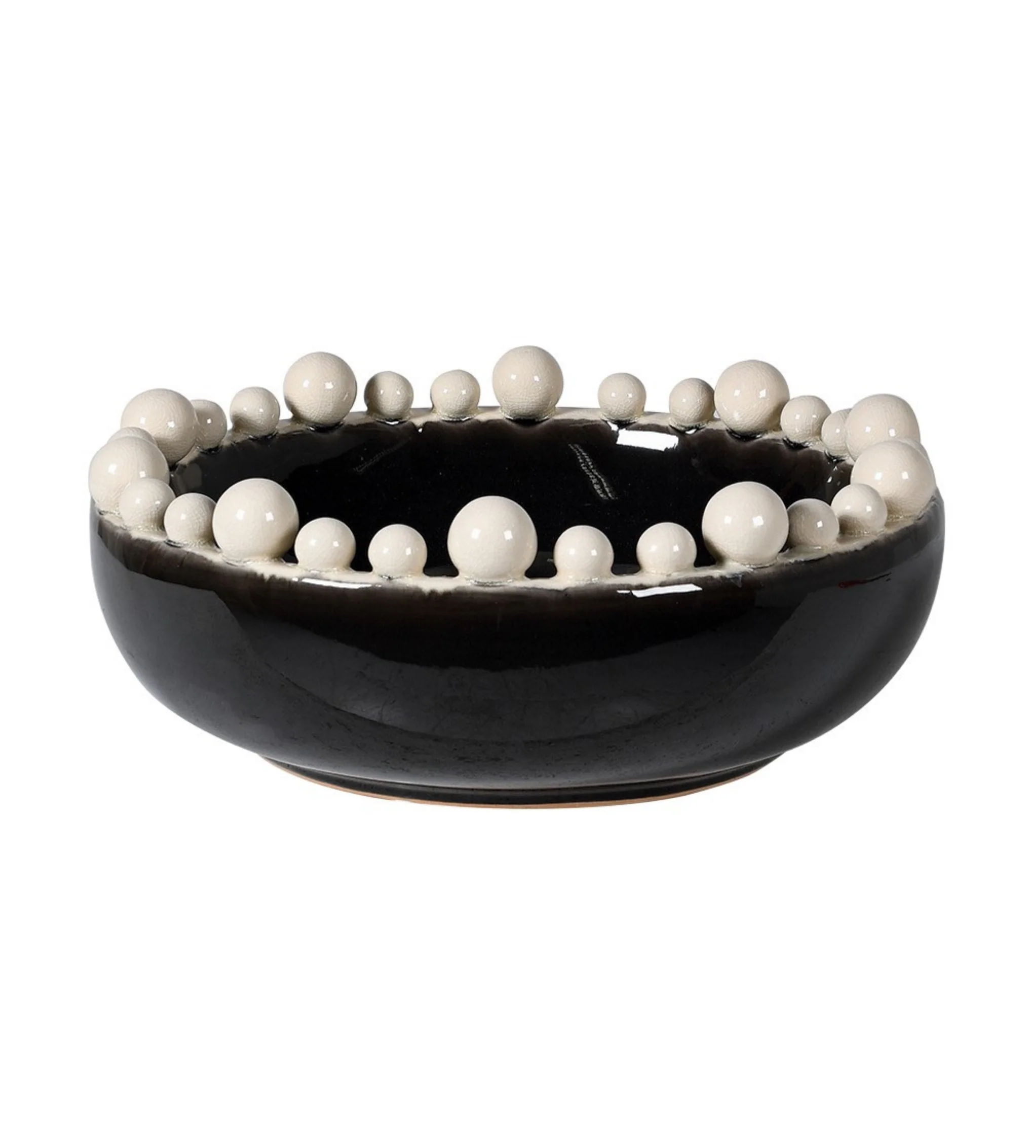 Black and Cream Ceramic Bobble Edged Bowl - Image 5