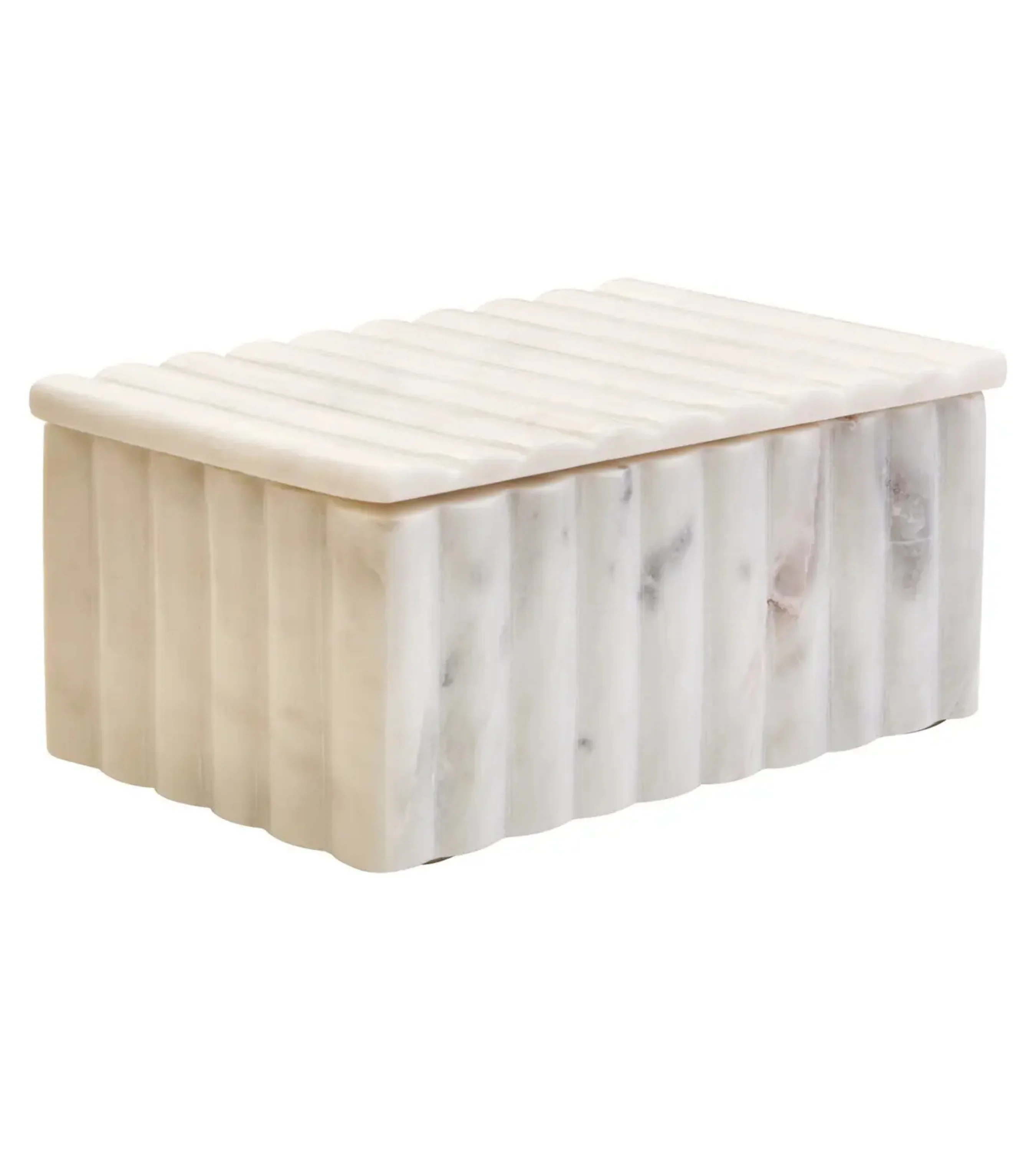 Isla Rectangular White Fluted Marble Box - Image 4