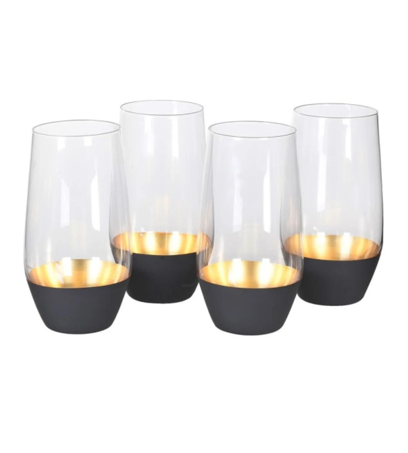 Set of 4 Black and Gold Base Glass Tumblers - Image 3